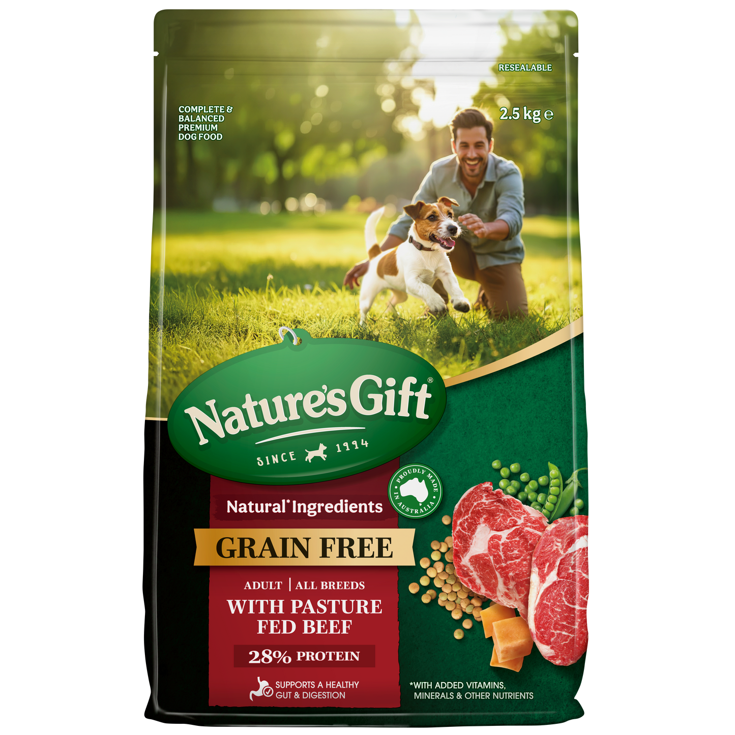 Nature's Gift Grain Free with Pasture Fed Beef Adult All Breeds 2.5kg x 4