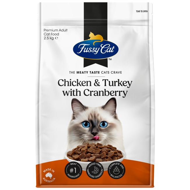Fussy Cat Adult Grain Free Chicken and Turkey with Cranberry 2.5kg x 4