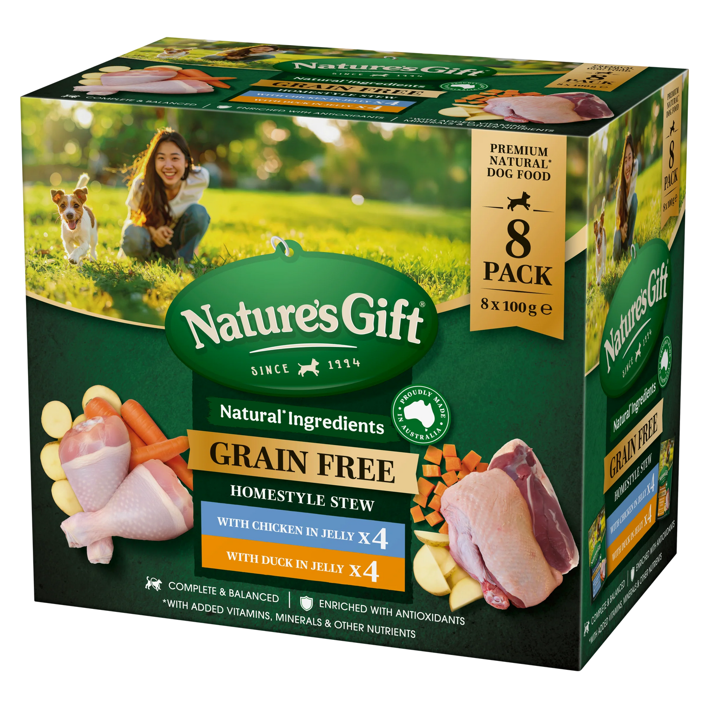 Nature's Gift Grain Free Homestyle Stew in Jelly with Chicken & With Duck (8x100g) x 4