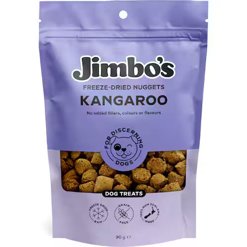 Jimbo's Freeze Dried Kangaroo Nuggets Dog Treats 90g x 6