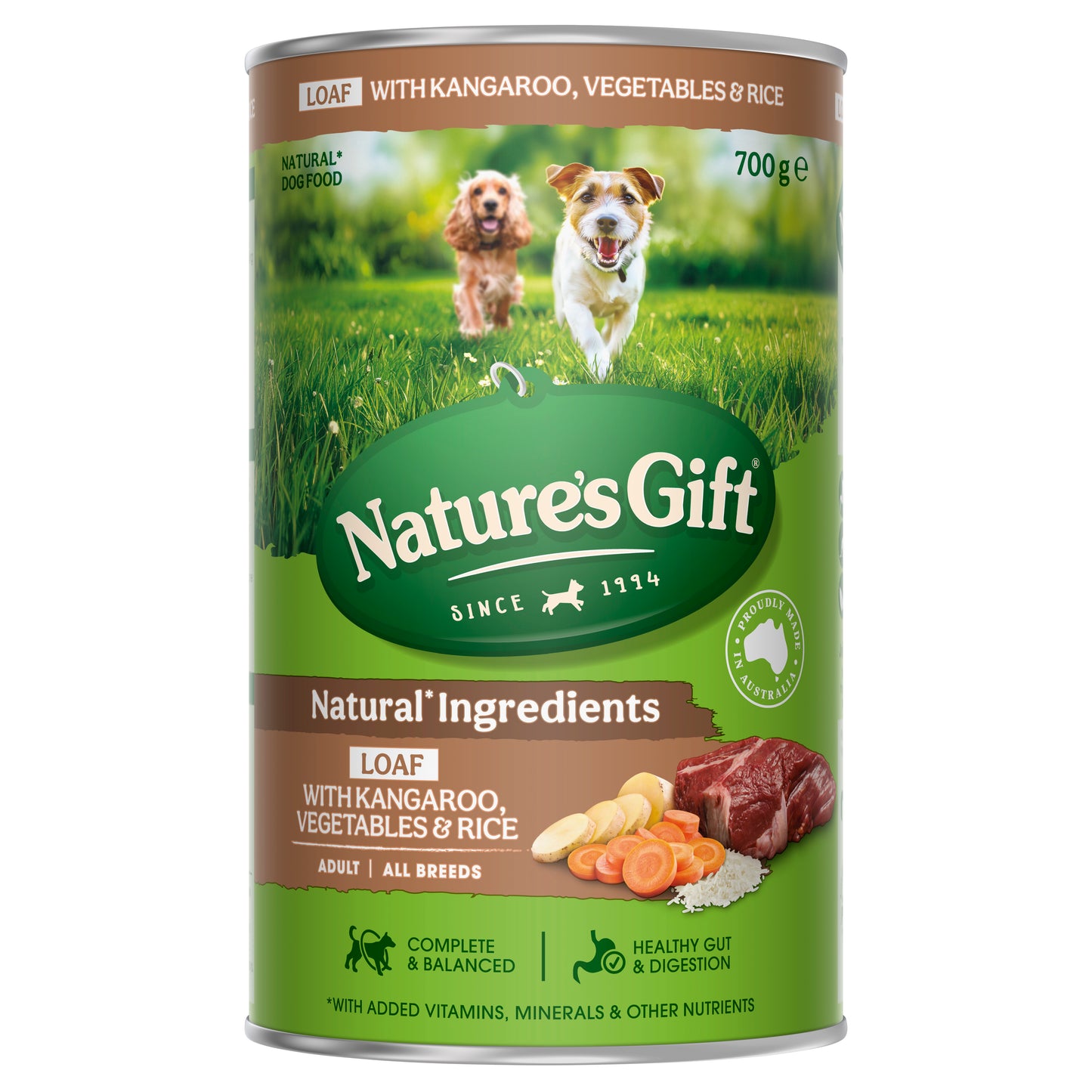 Nature's Gift Dog Loaf Kangaroo, Vegetables and Rice 700g x 12