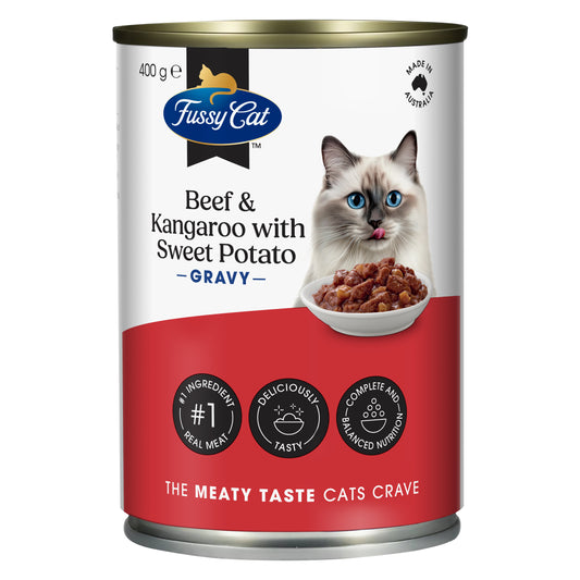 Fussy Cat Adult Grain Free Beef & Kangaroo with Sweet Potato 400g x 12