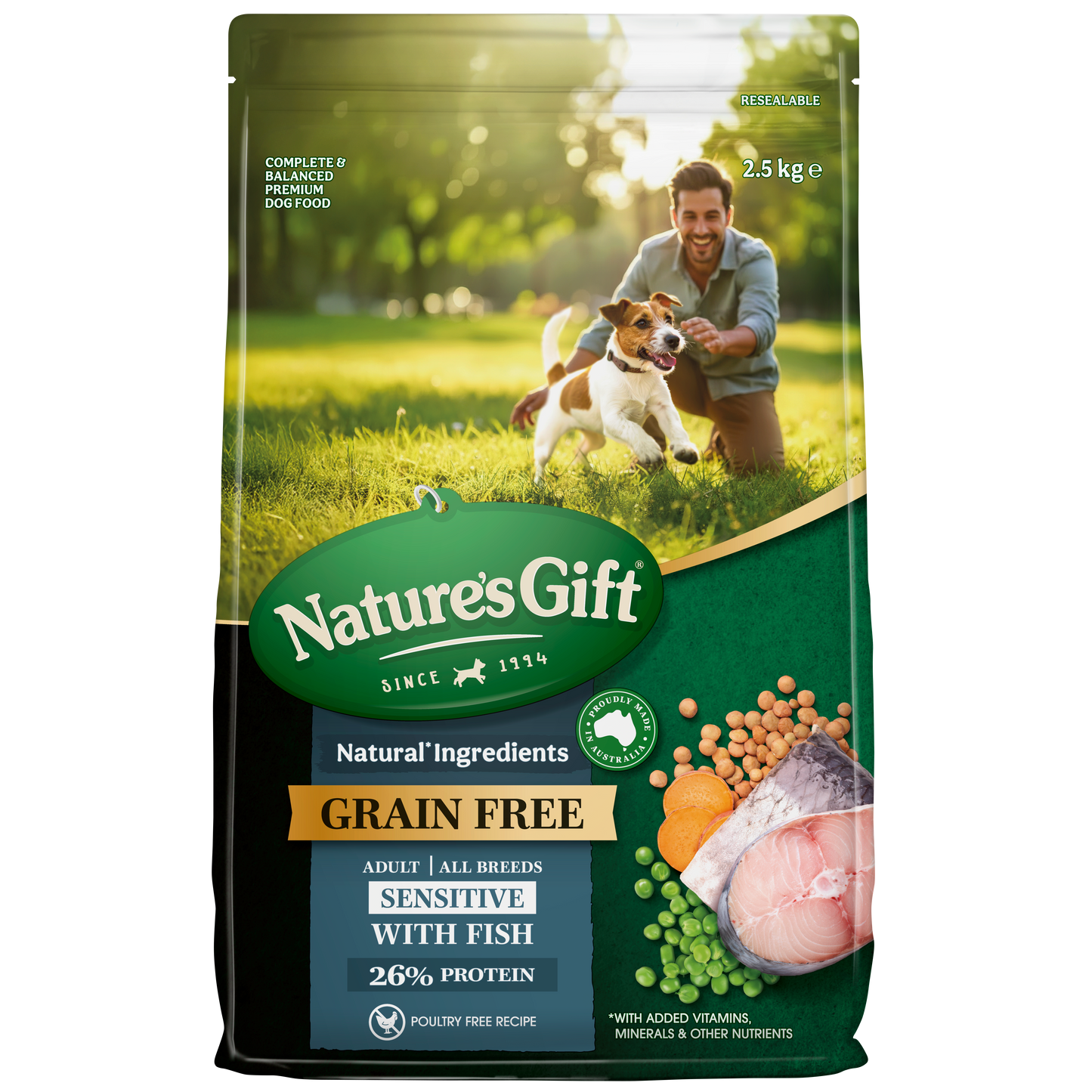 Nature's Gift Grain Free Sensitive with Fish Adult All Breeds 2.5kg x 4