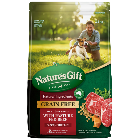 Nature's Gift Grain Free with Pasture Fed Beef Adult All Breeds 2.5kg x 4