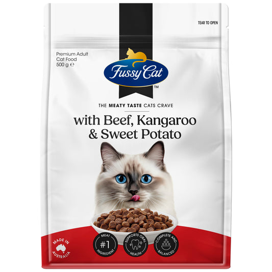 Fussy Cat Adult Grain Free Beef & Kangaroo with Sweet Potato 500g x 6