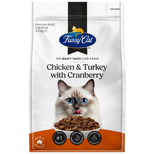 Fussy Cat Adult Grain Free Chicken and Turkey with Cranberry 2.5kg x 4