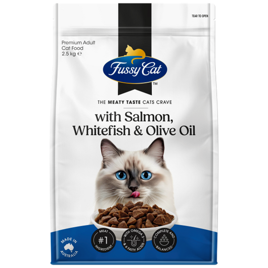 Fussy Cat Adult Grain Free Salmon, Whitefish & Olive Oil 2.5kg x 4