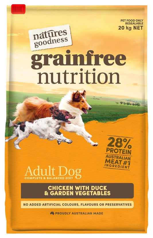 (SOLD OUT) Natures Goodness Grain Free Adult Dog Chicken with Duck 20kg x 1 (BUY ONE AND GET THE 2ND 50% OFF)