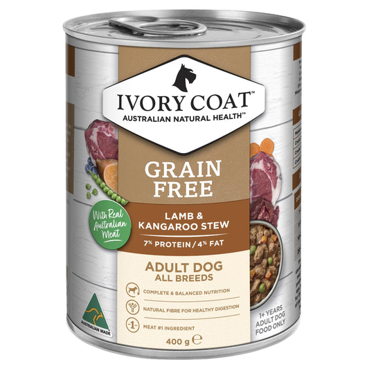Ivory Coat Grain Free Adult Lamb & Kangaroo Stew 400g x 12