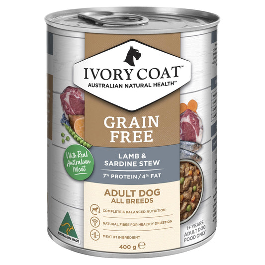 Ivory Coat Grain Free Adult Lamb & Sardine Stew 400g x 12