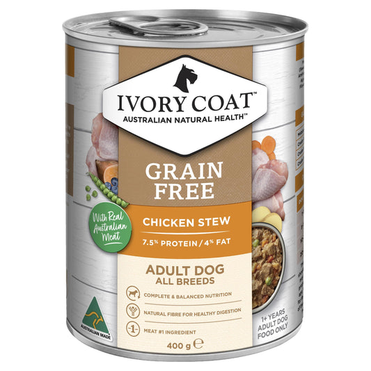 Ivory Coat Grain Free Adult Dog Chicken Stew with Coconut Oil 400g x 12