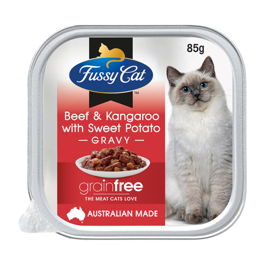 Fussy Cat Adult Grain Free Beef & Kangaroo with Sweet Potato 85g x 9