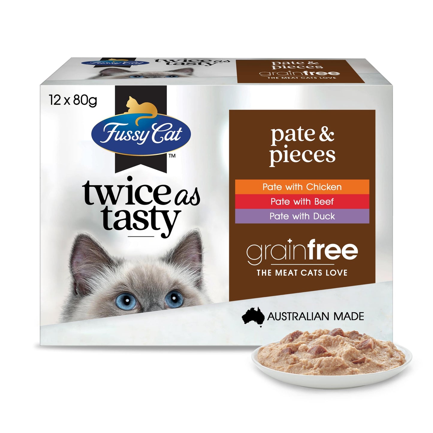 Fussy Cat Adult Grain Free Twice As Tasty Pate & Pieces (80g x 12) x 4