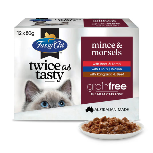Fussy Cat Adult Grain Free Twice As Tasty Mince & Morsels (80g x 12) x 4